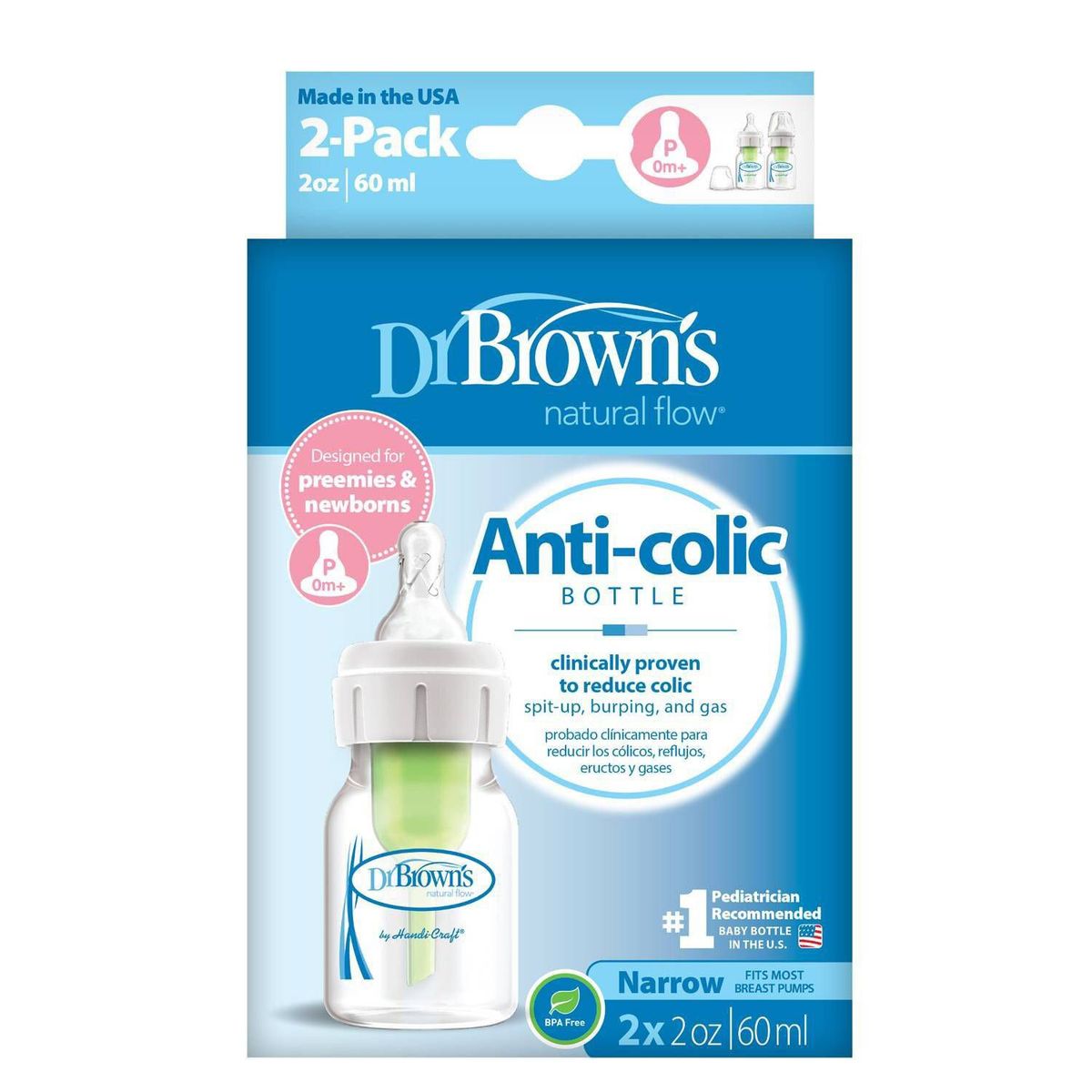 DR BROWNS - Set x2 biberones para prematuro Boca Estrecha 2 oz