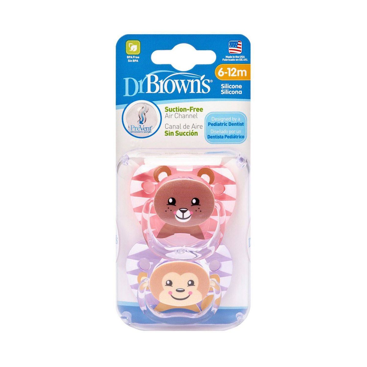 DR BROWNS - Set x2 chupones Prevent modelo Oso y Mono