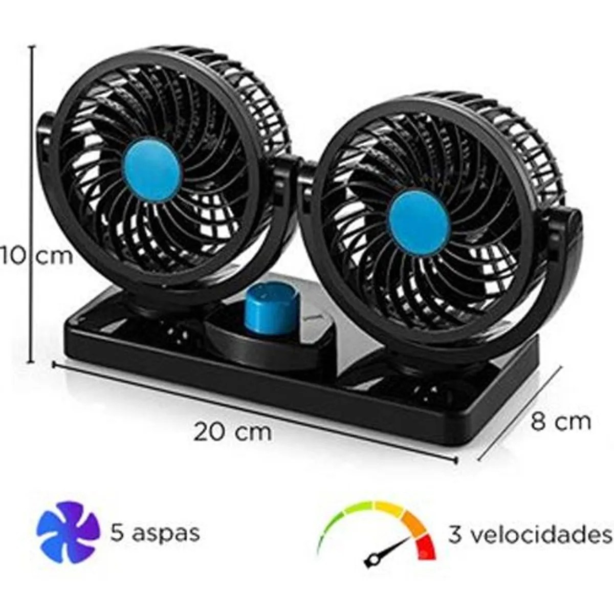 SEISA - Ventilador Auto 360 Turbo Giratorio Graduable Portatil 12v