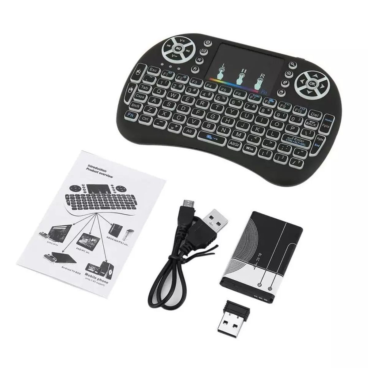 GENERICO - Control Minikeyboard Retroiluminado Tv Box Pc Laptop Smart Tv