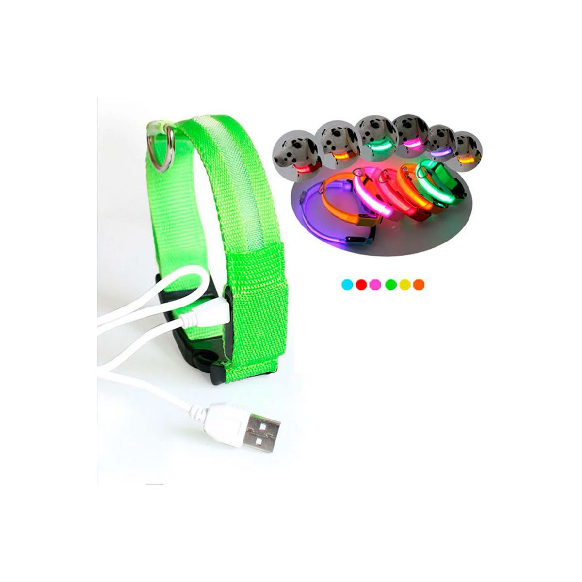 QUE PATAS PET SHOP - Collar Led para Mascota Verde L