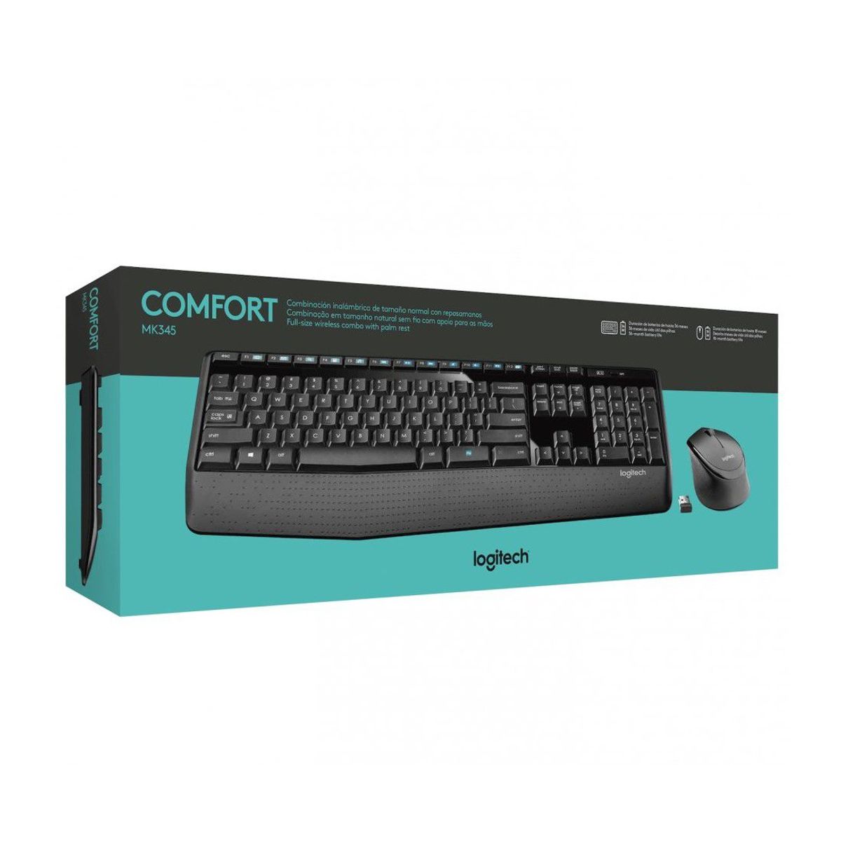 LOGITECH - Teclado y Mouse Logitech Wireless MK345 Black USB Español 920-007820