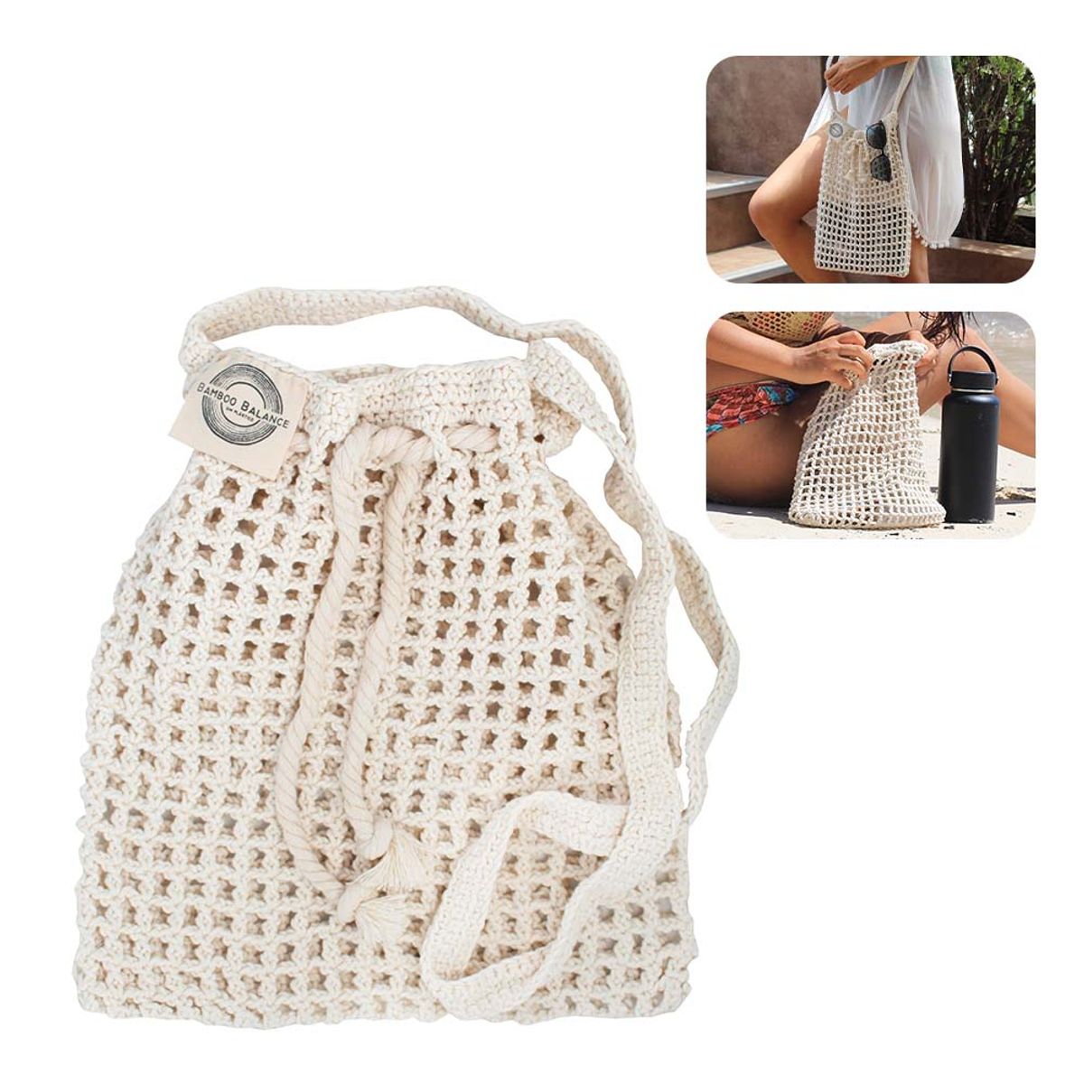 BAMBOO BALANCE - Bolsa de Malla Tejida a Crochet Bamboo Balance