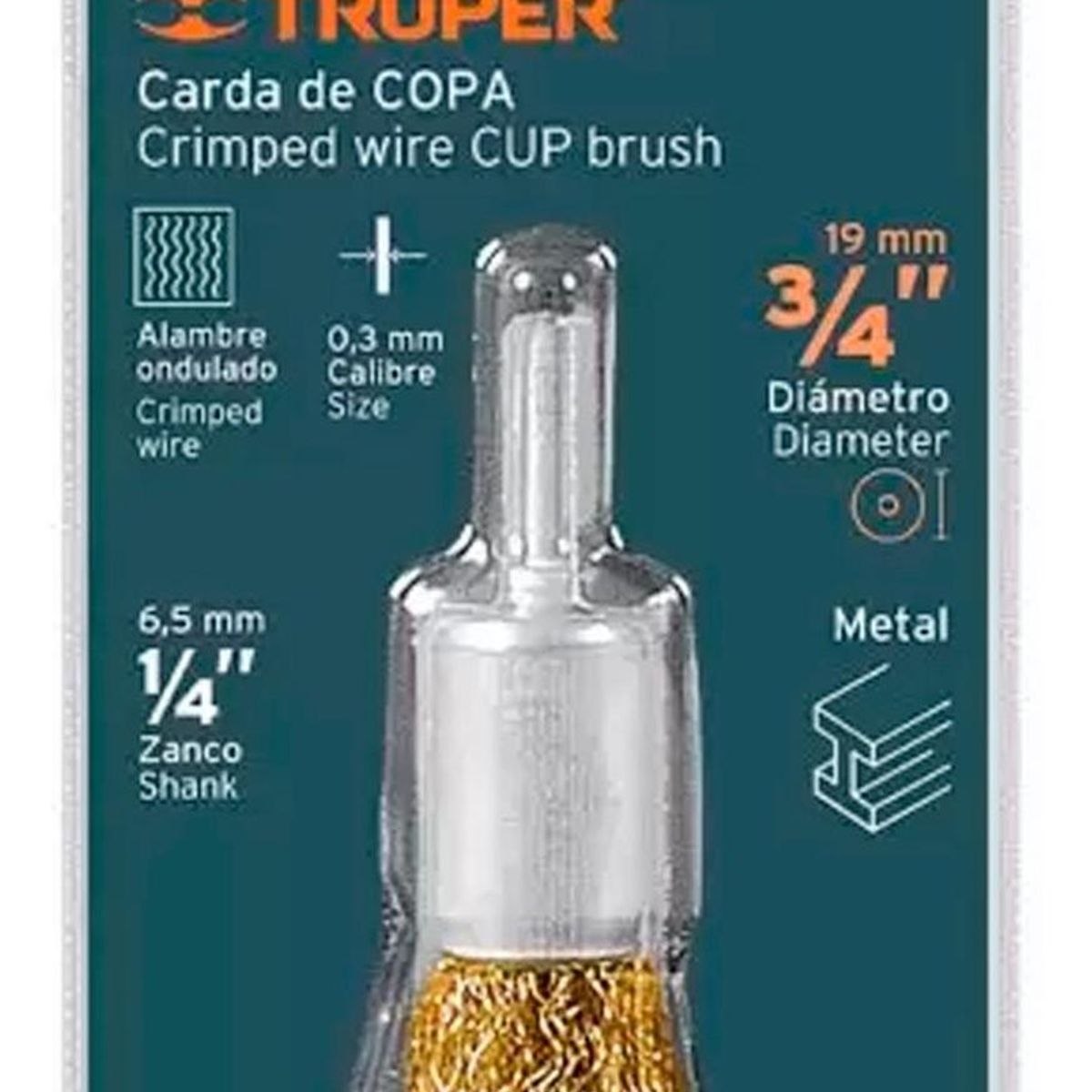 TRUPER - Escobilla Copa 3/4 C/vástago Truper 11593