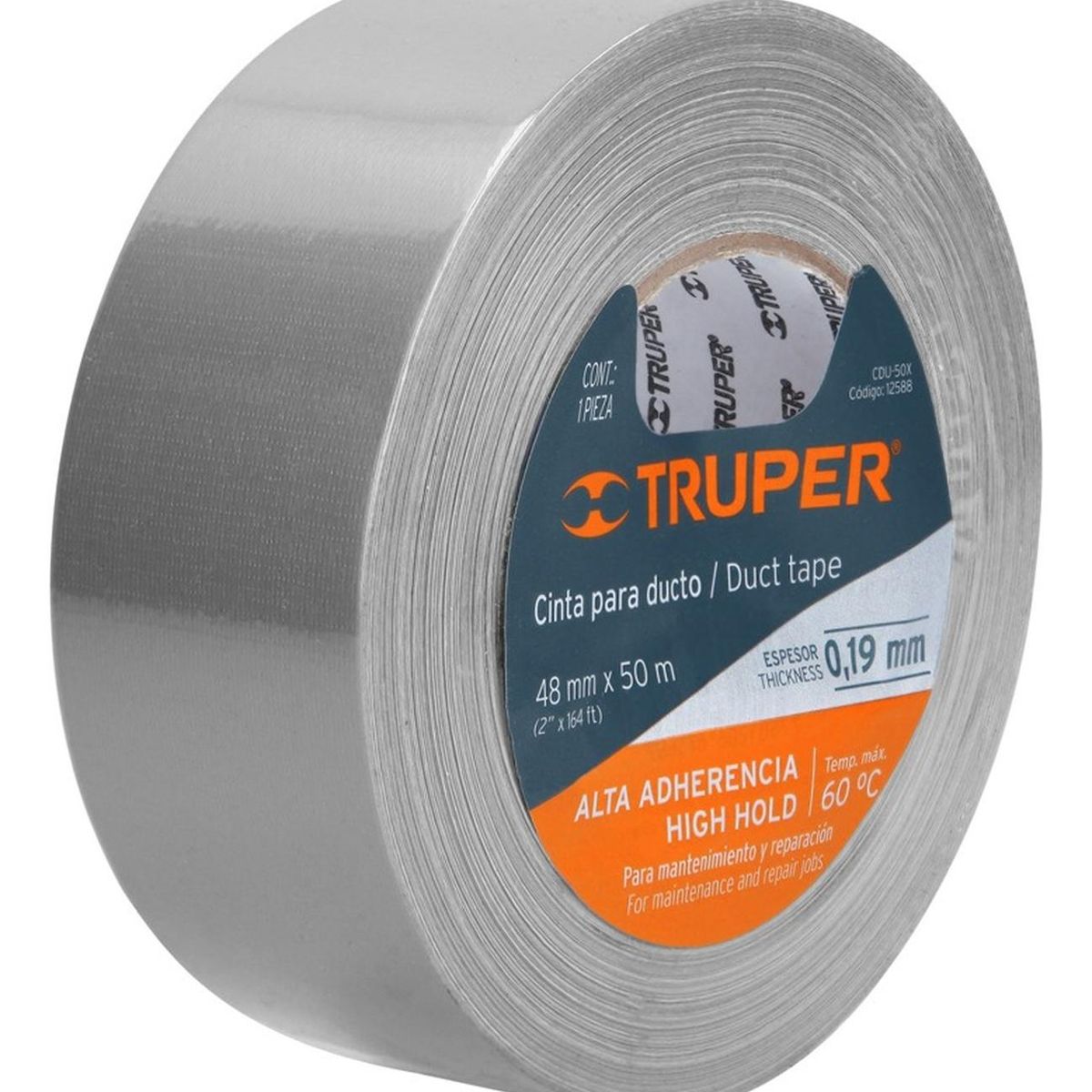 TRUPER - Cinta ducto tape 2"x54.7 (48 mm x 50 m) truper 12588