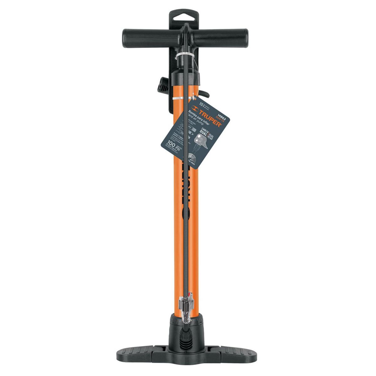 TRUPER - Inflador manual 100psi truper bom-tr 14863