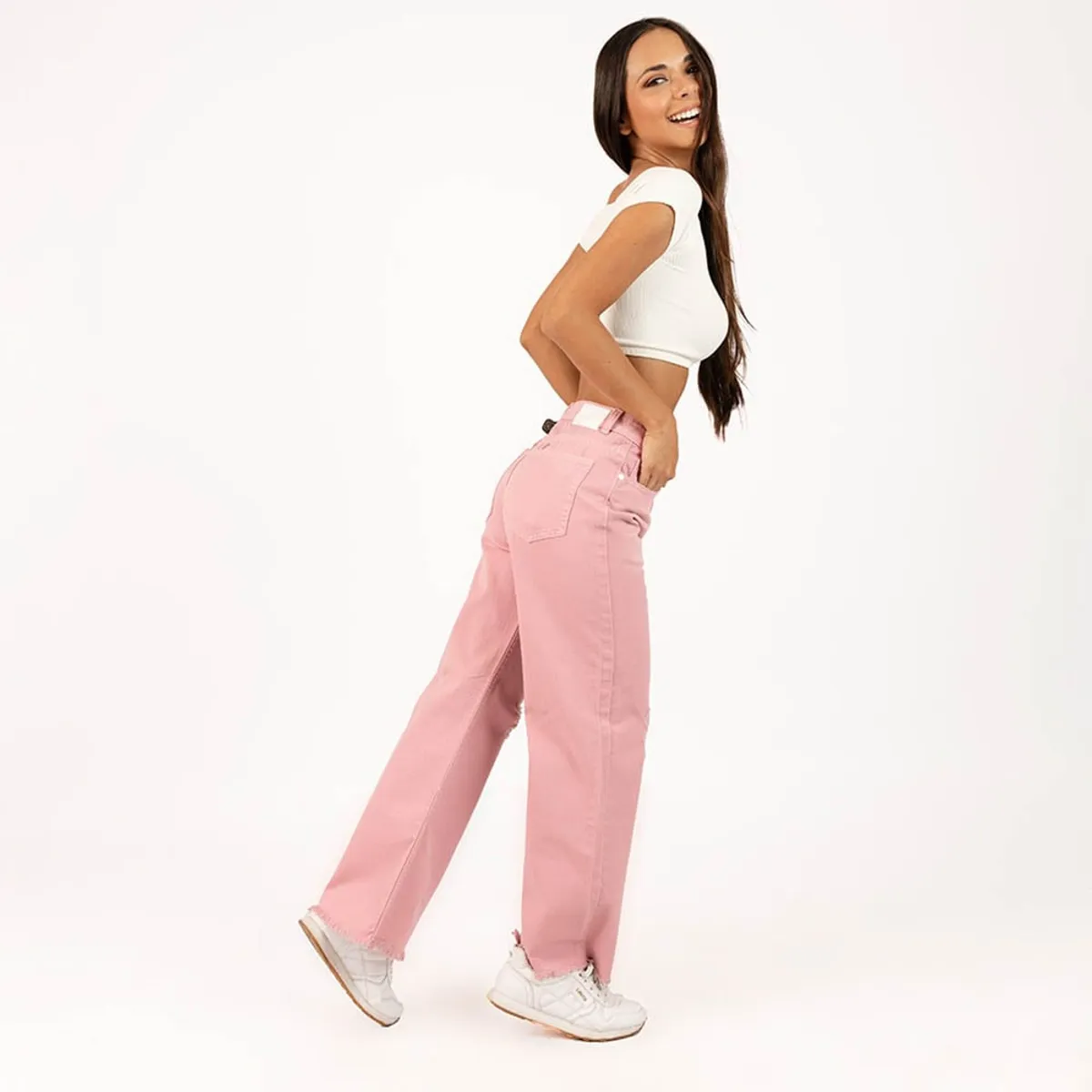 COTTON'S JEANS - Pantalón Campana Mujer Cottons Jeans Isabela Rosa bebe