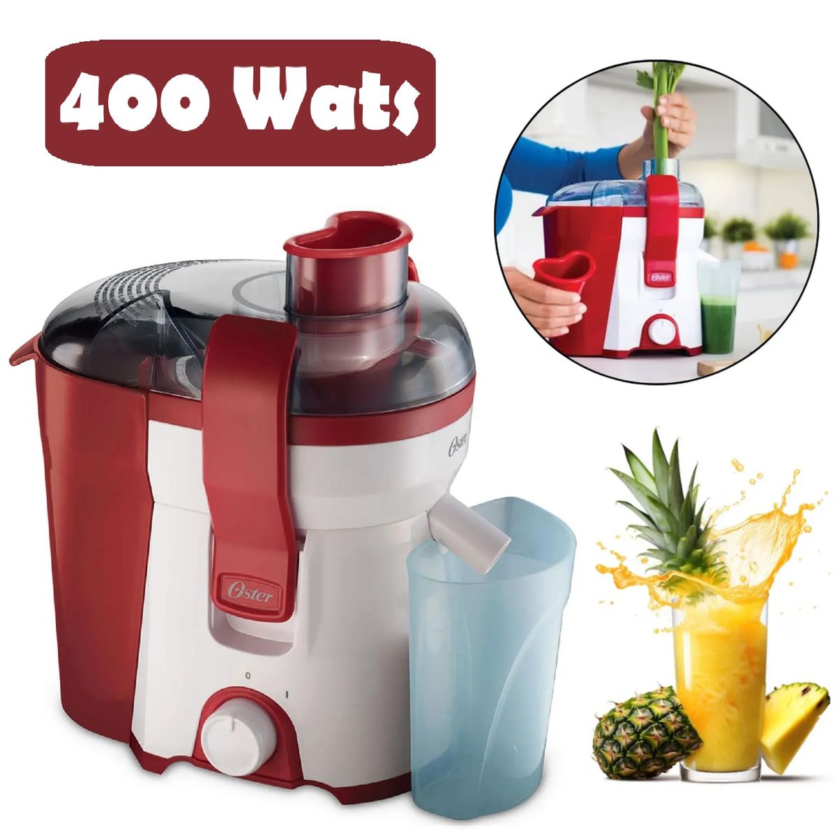 OSTER - Extractor de jugos Potente motor 400 Wats FPSTJE316R