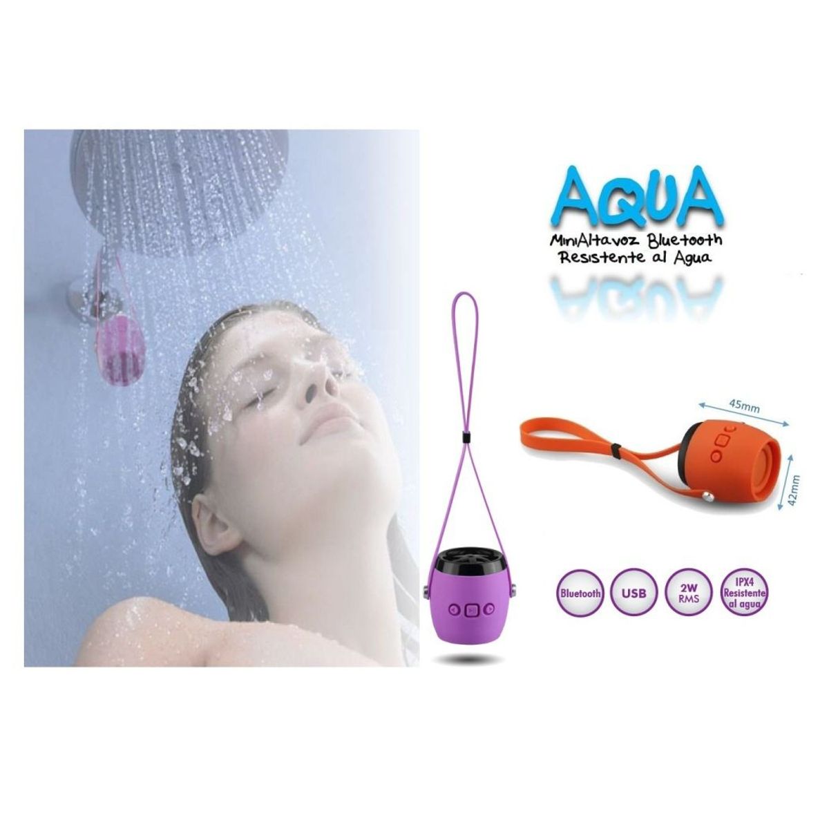 LEOTEC - ALTAVOZ MINI LEOTEC BLUETOOTH RESISTENTE AL AGUA PURPLE