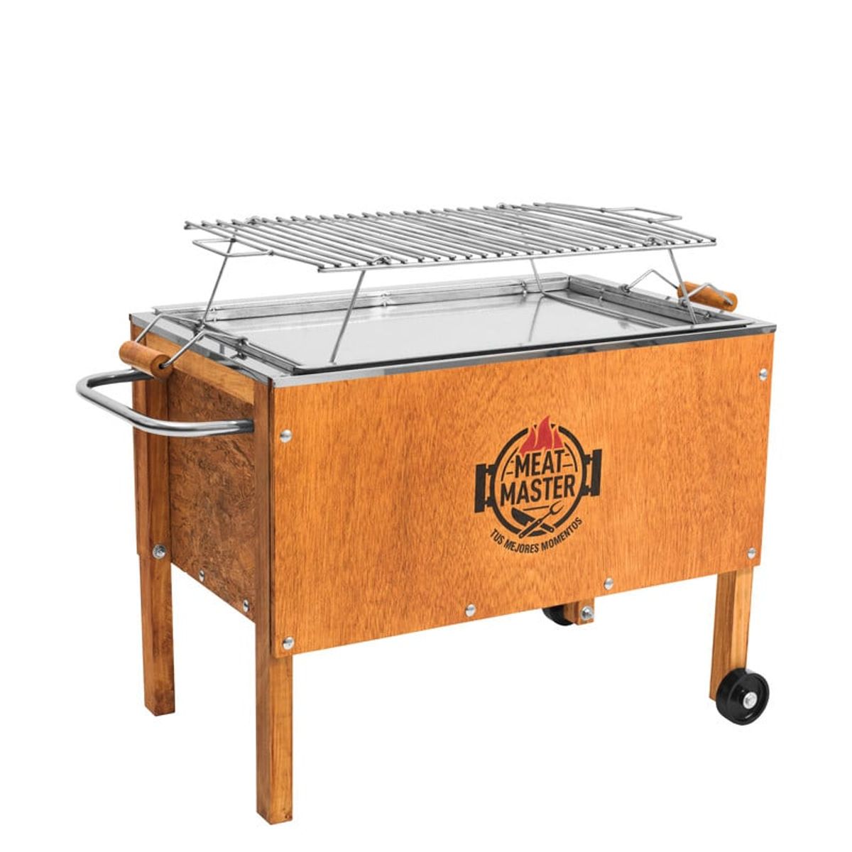 MEAT MASTER - Caja China Master Inoxidable Mediana Con Parrilla De Varillas Inox