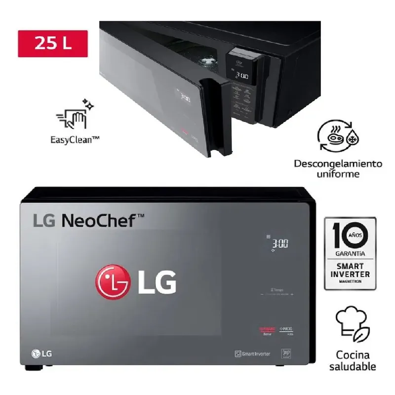 LG - Horno Microondas Espejado Neochef 25 Litros MS2596DIR