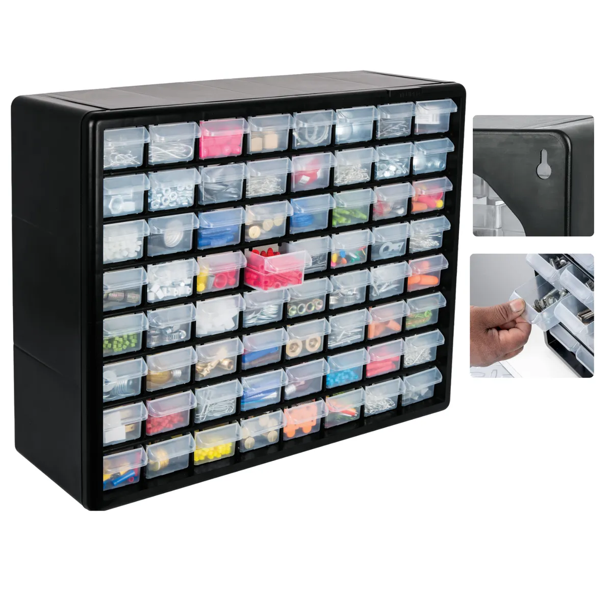 TRUPER - Organizador de tornillos, herramientas 64 compartimientos gavetas