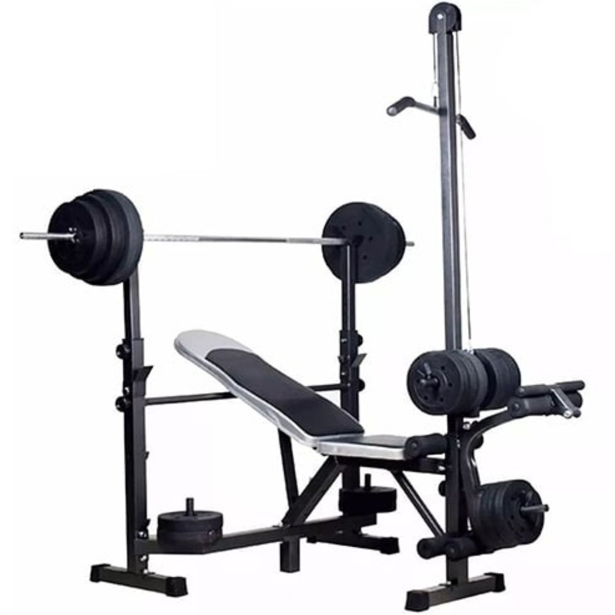 SPORT FITNESS - Mini gimnasio banca para pecho con predicador + polea  W505