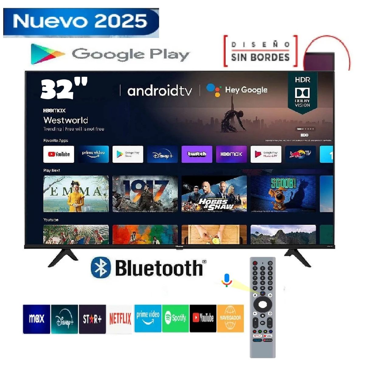 JVC - Led 32 Pulgadas Smart Google TV con Control de voz