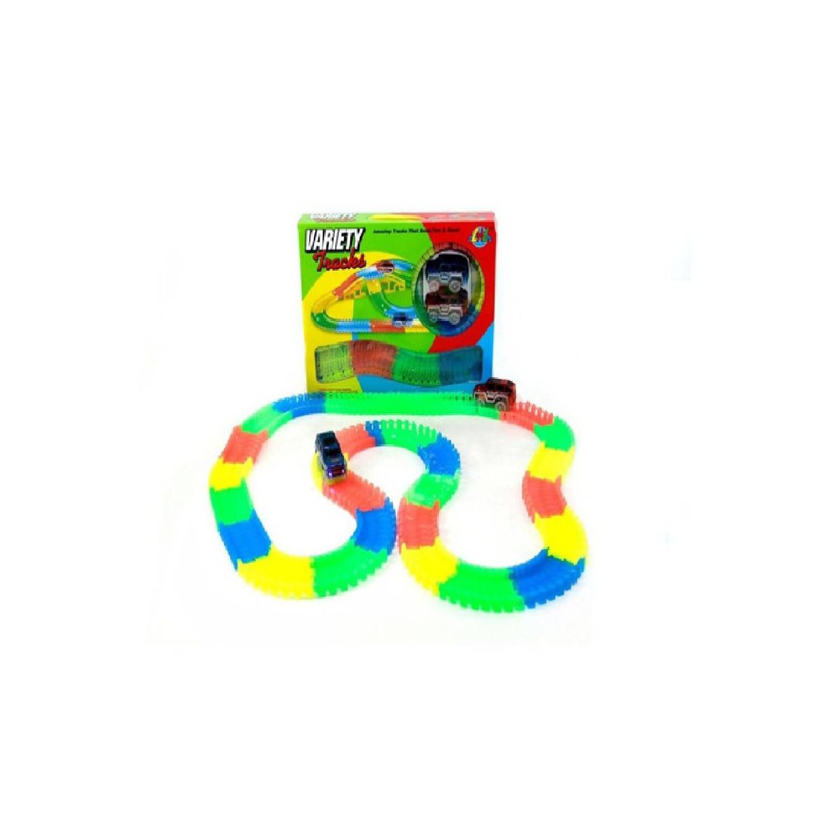 GENERICO - Pista flexible auto x2 track 220 pizas luz led