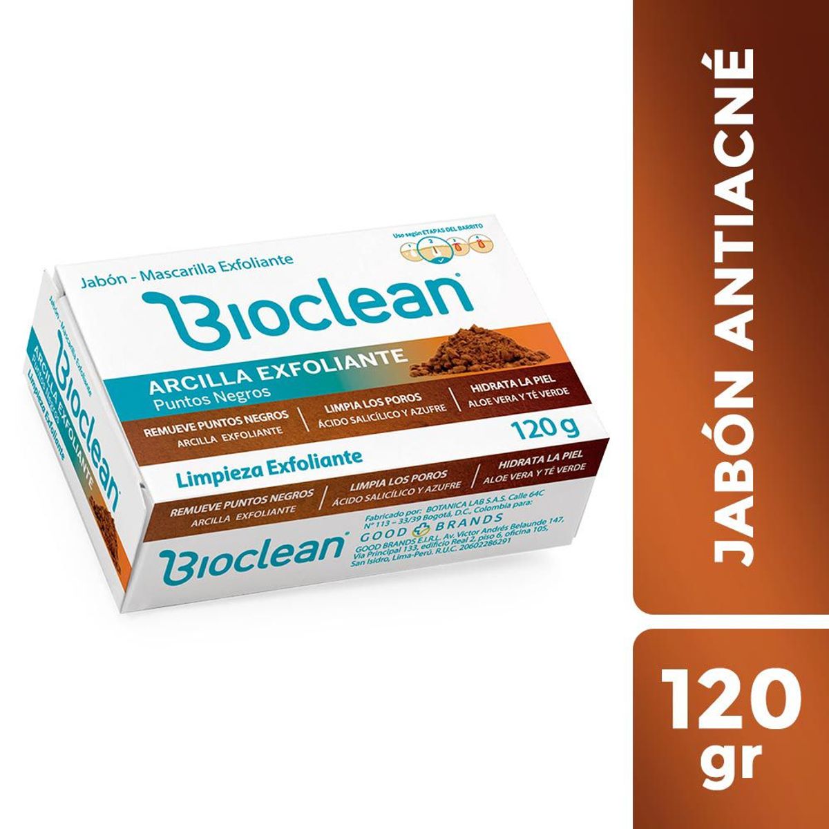 BIOCLEAN - Bioclean Jabón Antiacné Arcilla Exfoliante Barra 120gr.