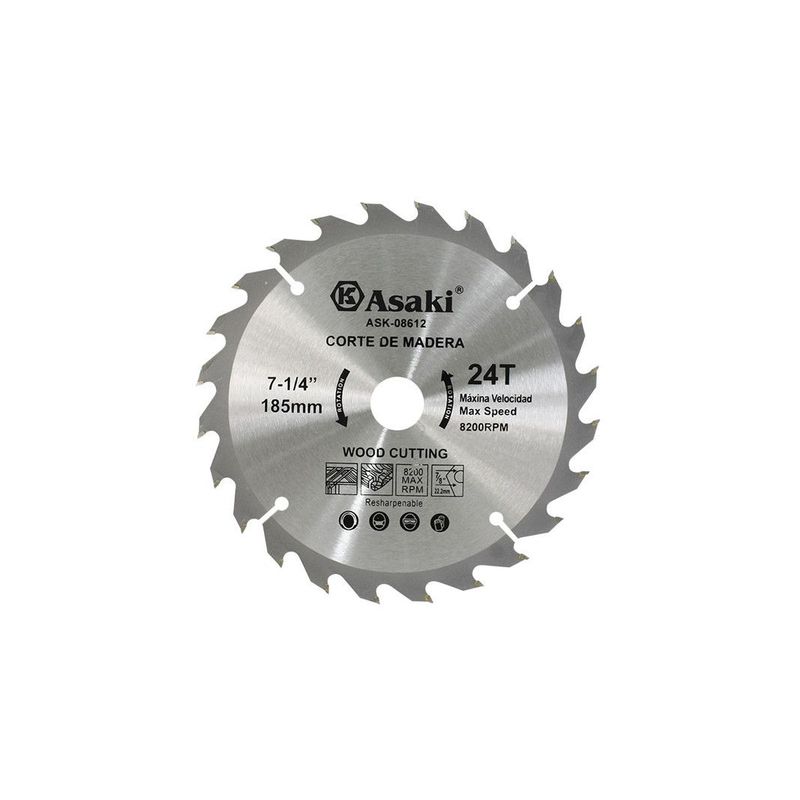 ASAKI - DISCO DE SIERRA P.MADERA 7-1 /4 " 24 DIENTES