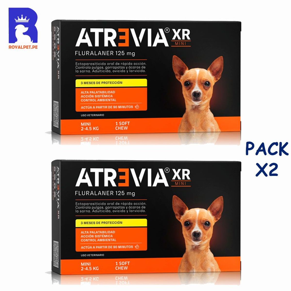 ATREVIA - Antipulgas Para Perro Atrevia XR Mini 125mg 2- 4.5 kgPack x2