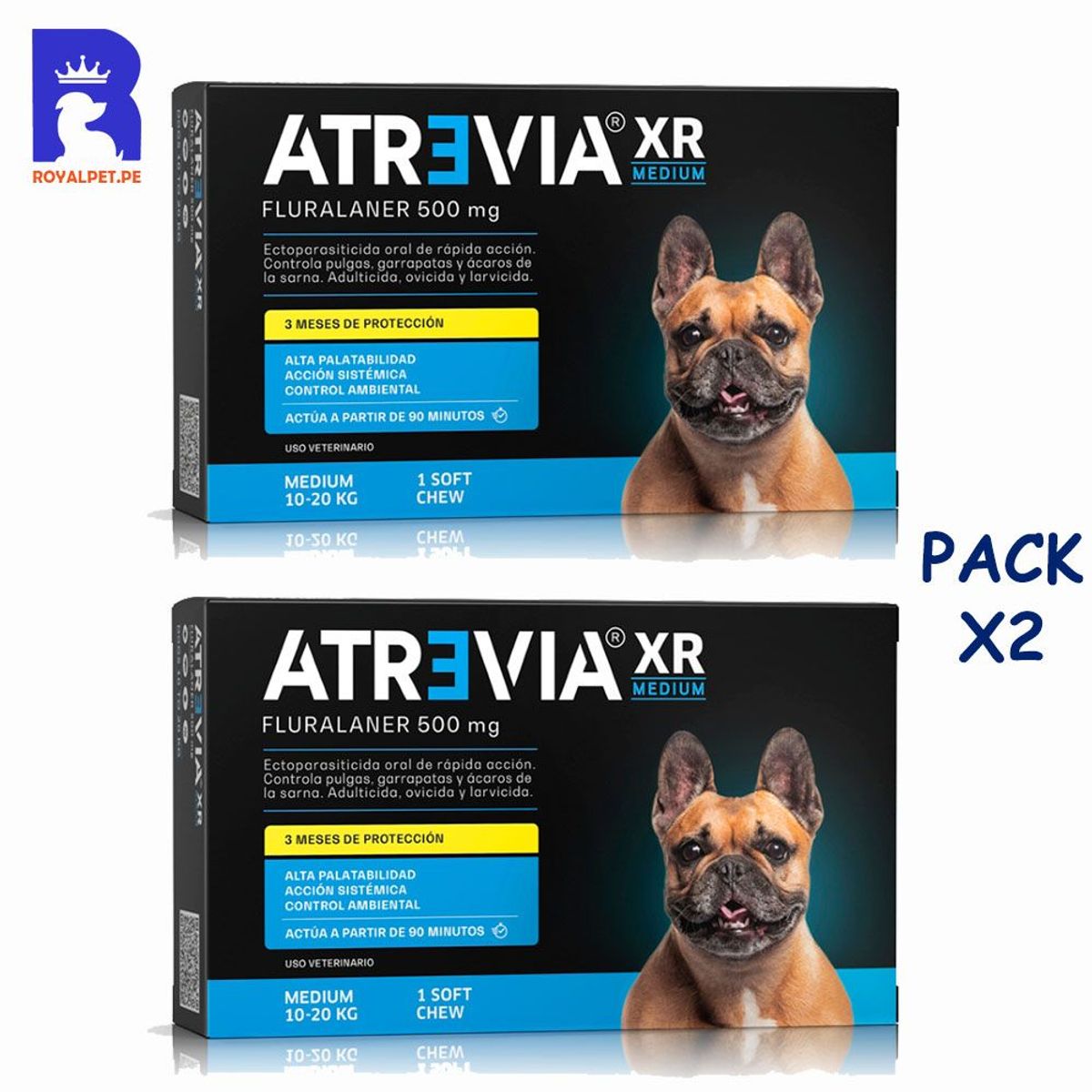 ATREVIA - Antipulgas Atrevia XR Medium 500mg 10 -20 kg Pack x2