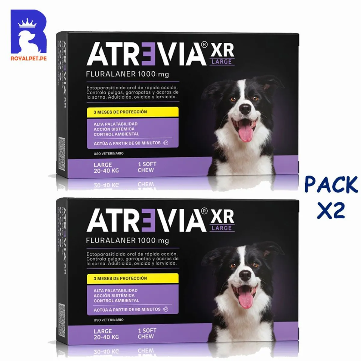 ATREVIA - Antipulgas Atrevia XR Large 1000mg 20 -40 kg Pack x2