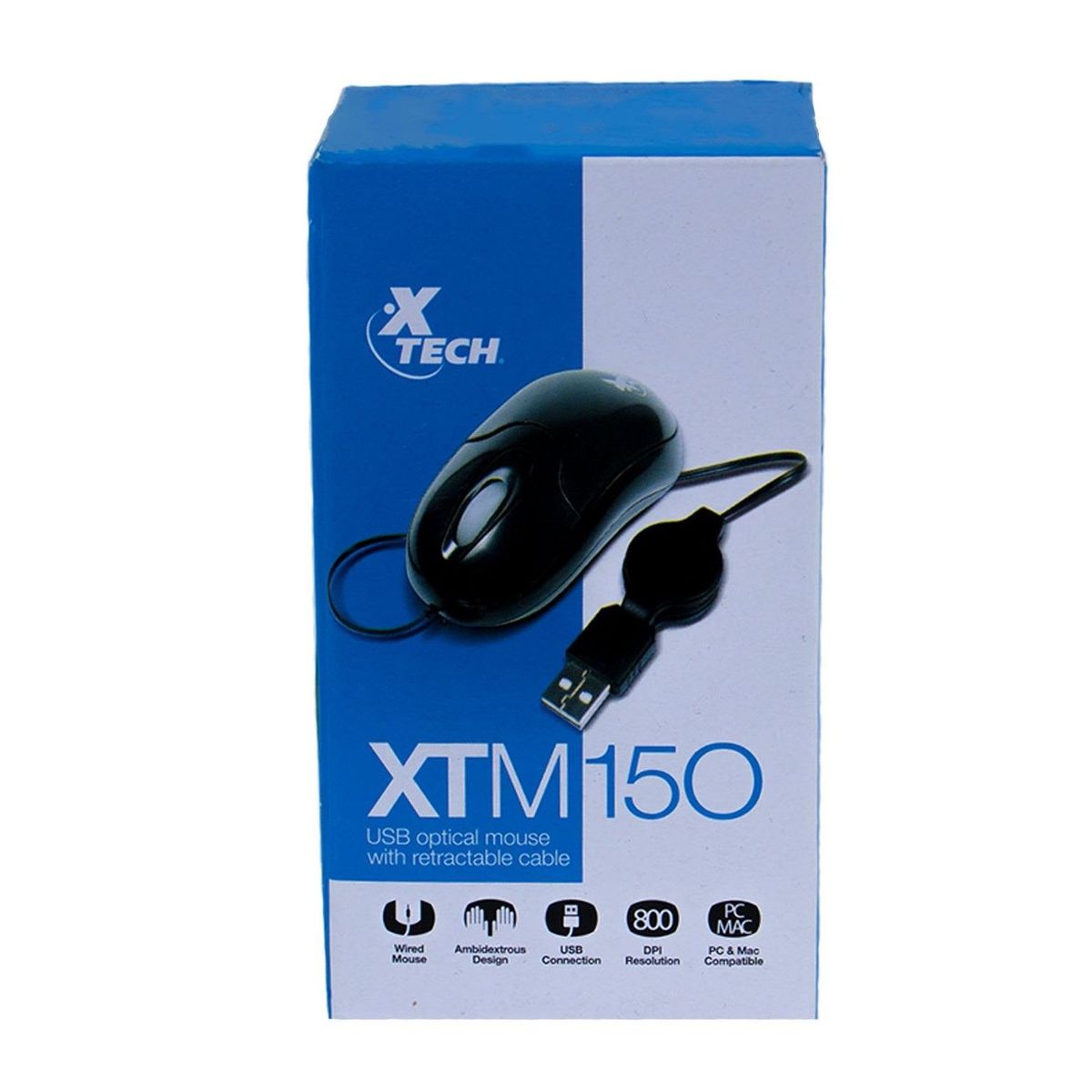 XTECH - Xtech Mouse Cableado Retráctil óptico USB Negro - XTM-150