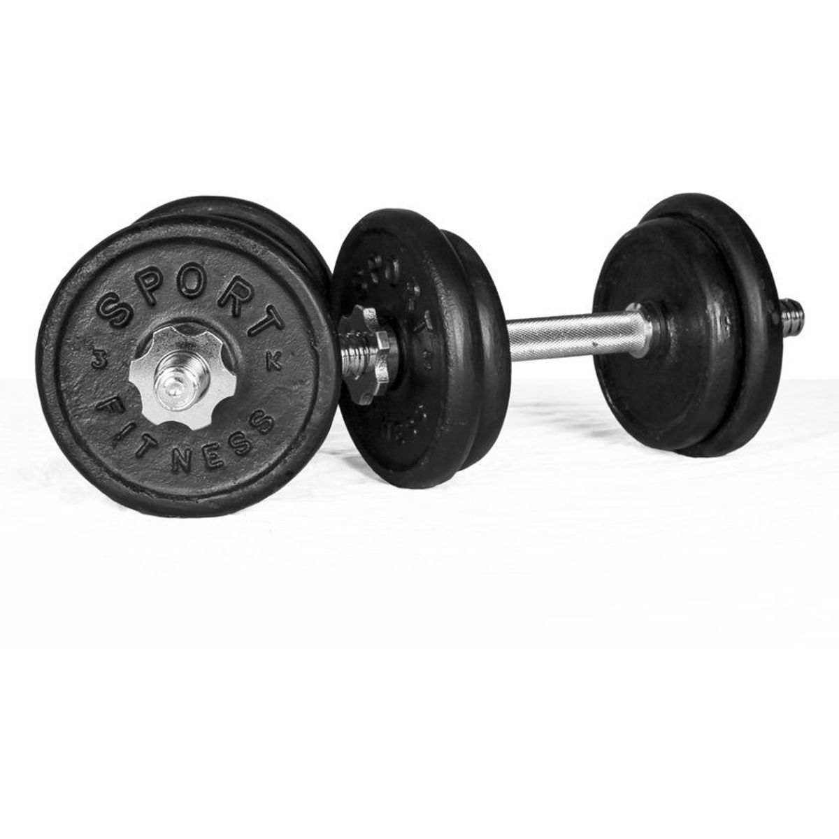 SPORT FITNESS - Set de pesas redondas de 20 kg + mancuernas importadas