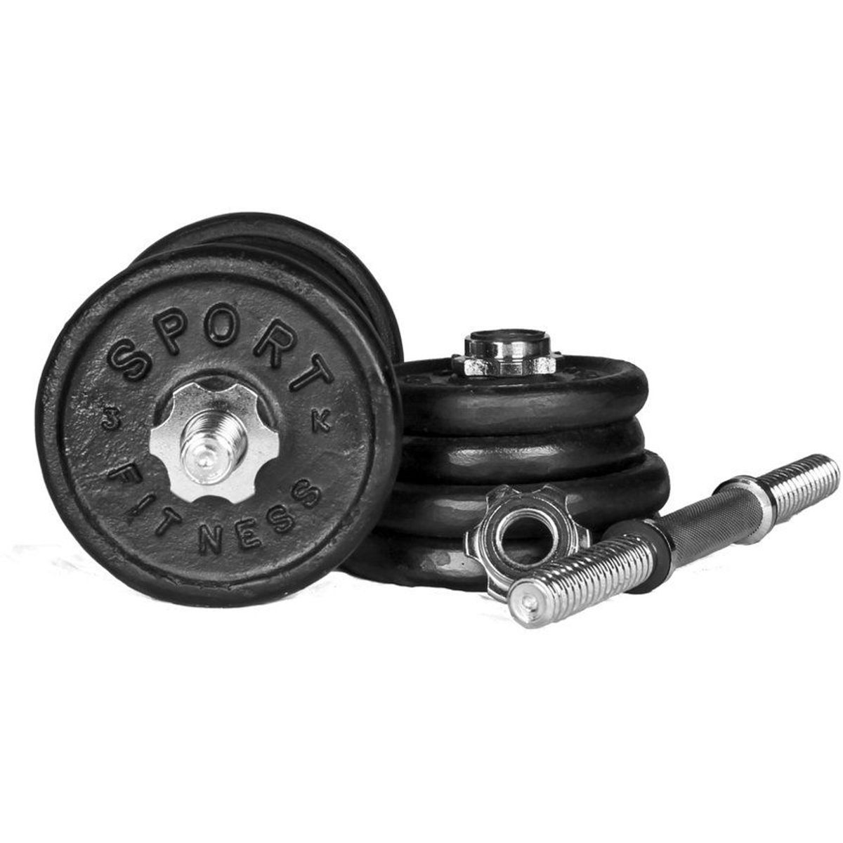 SPORT FITNESS - Set de pesas redondas de 20 kg + mancuernas importadas