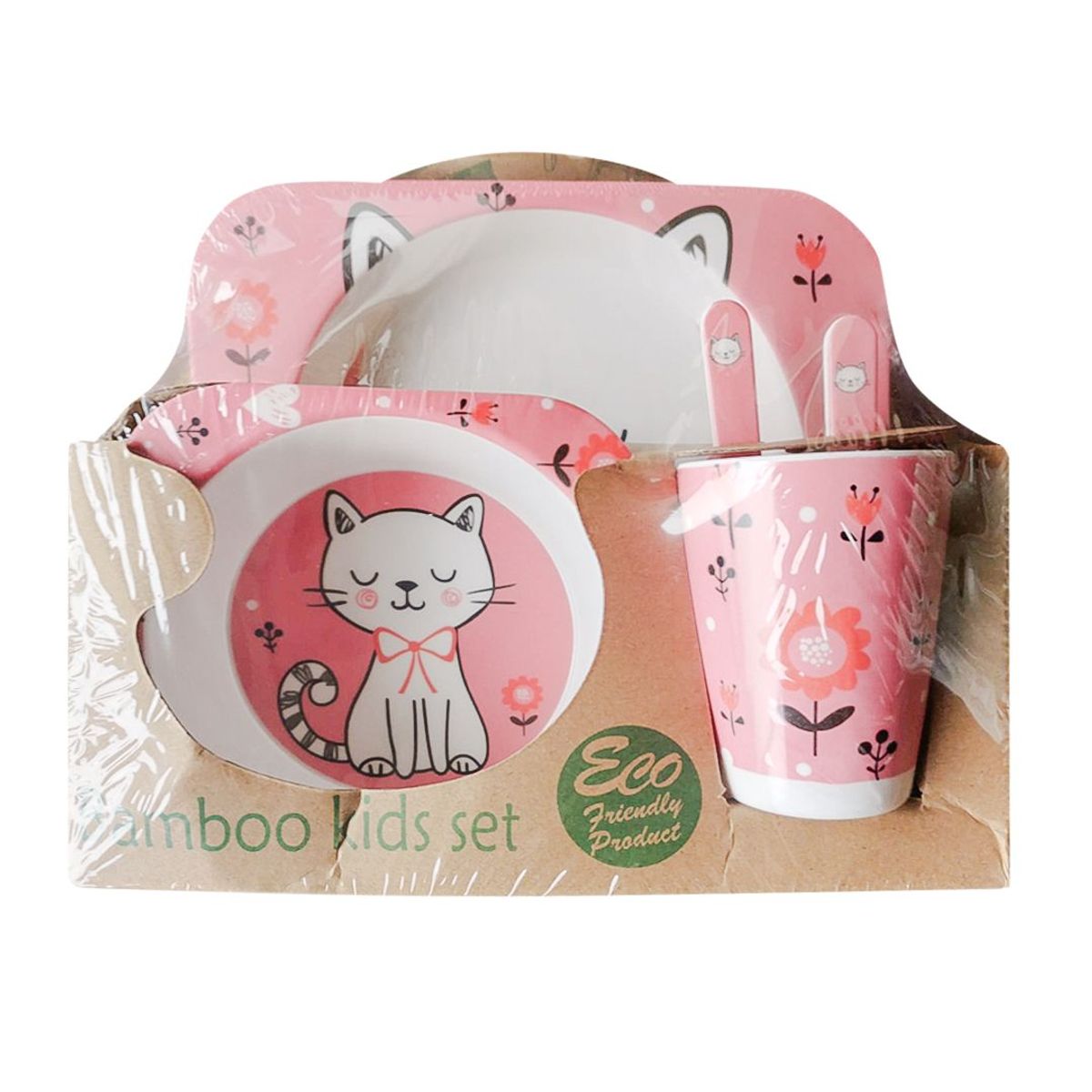 GRETAIL - Set Platos Y Cubiertos De Bambu Bebes Niños