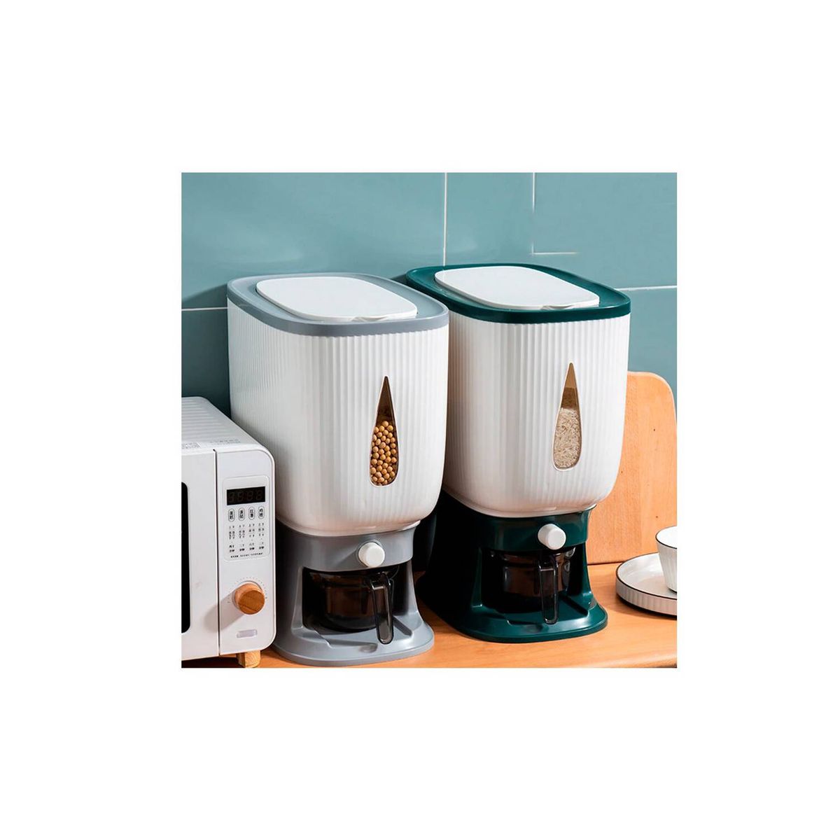 GRETAIL - Dispensador de arroz cereal premium 10kg Verde