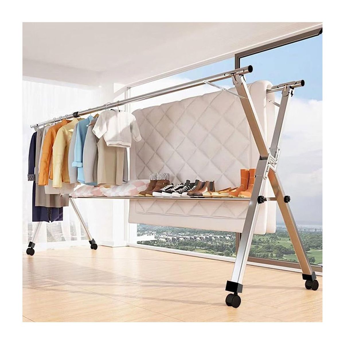 GRETAIL - Tendero Tendal Estante Organizador Aluminio Telescopio 240cm