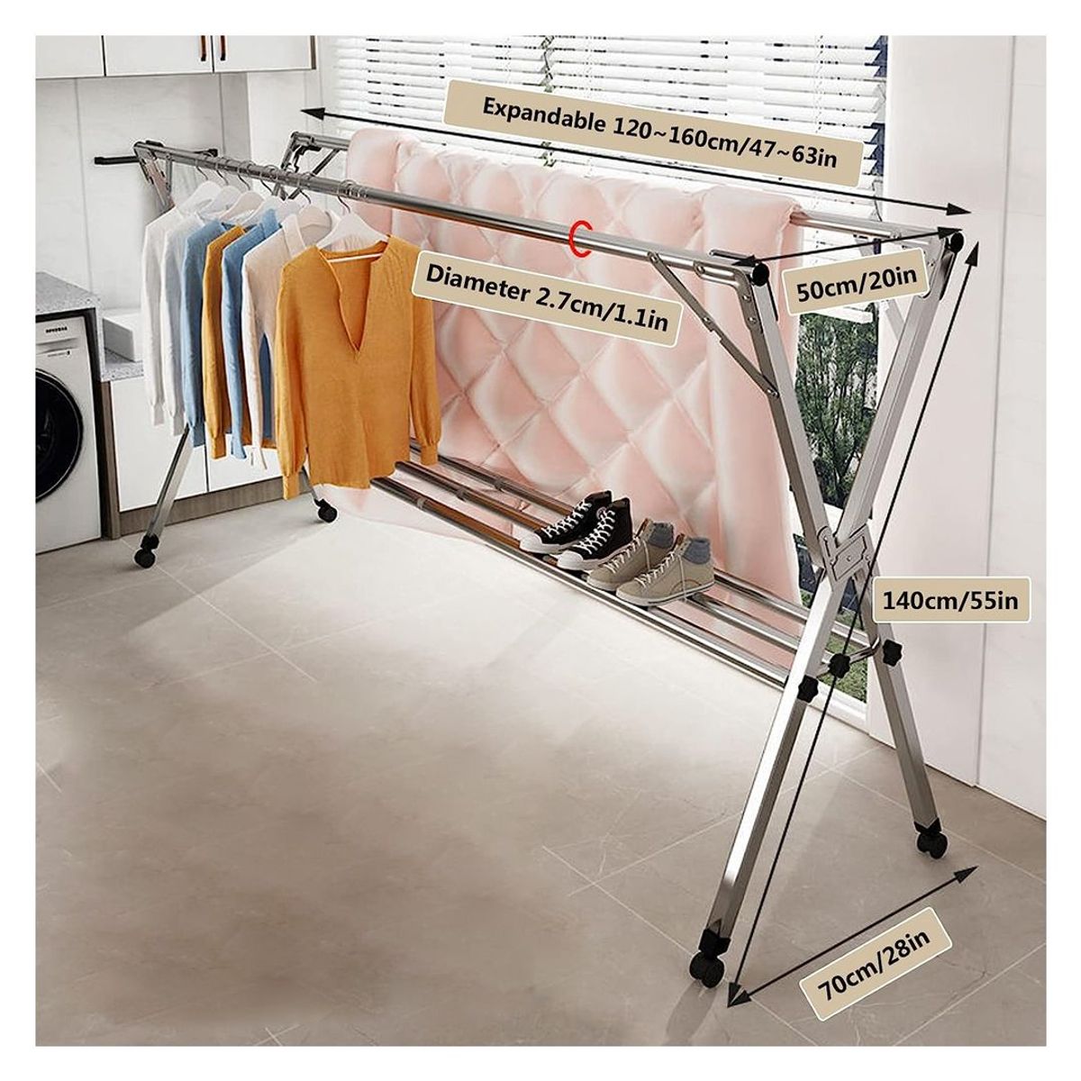 GRETAIL - Tendero Tendal Estante Organizador Aluminio Telescopio 240cm