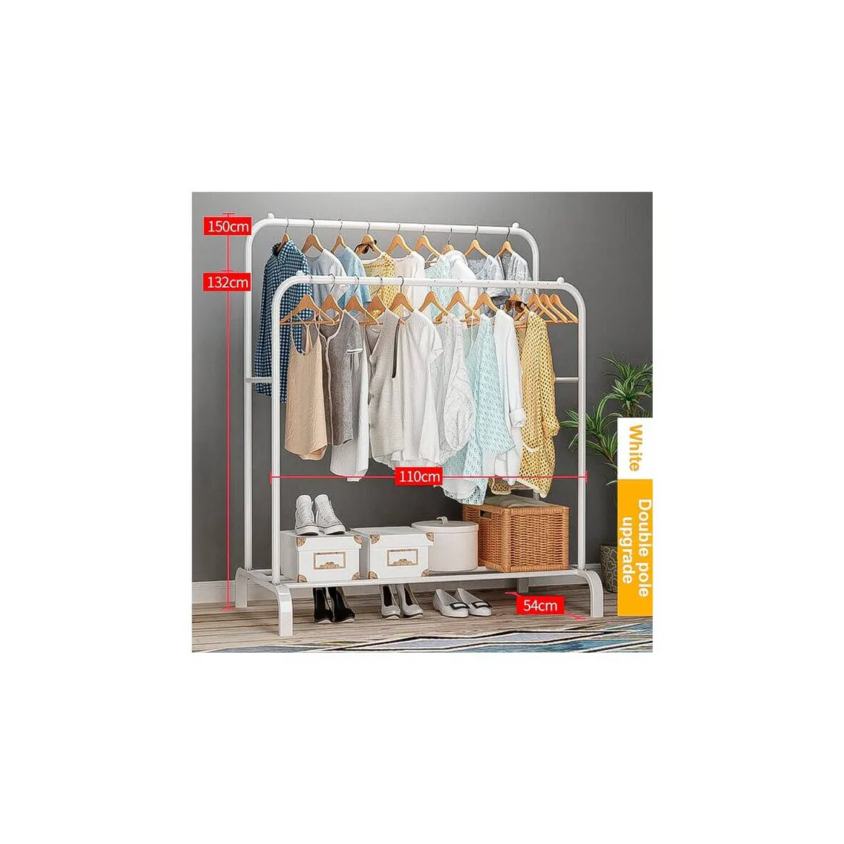 GRETAIL - Perchero Colgador Organizador  Estante De Ropa Premium Ruedas Blanco