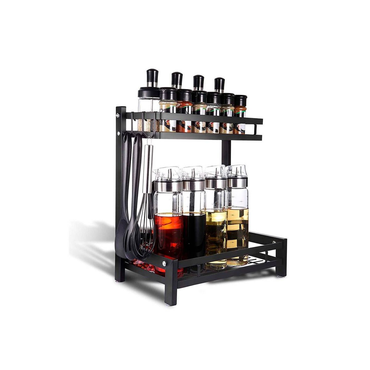 GRETAIL - Estante Organizador Cocina 2 Niveles Condimentero Especies Negro Mate