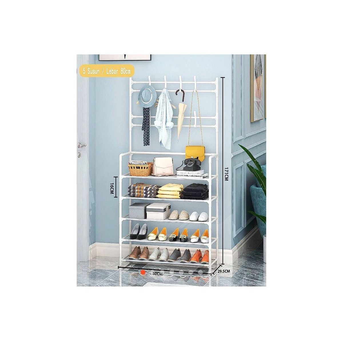 GRETAIL - Zapatera Organizador Estante 5 Niveles Con Codos Grande Blanca