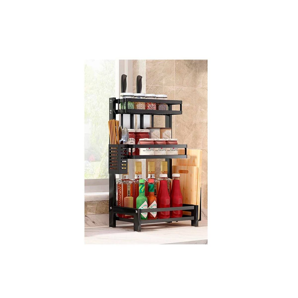 GRETAIL - Estante Organizador Cocina 3 Niveles Condimentero Especies Negro