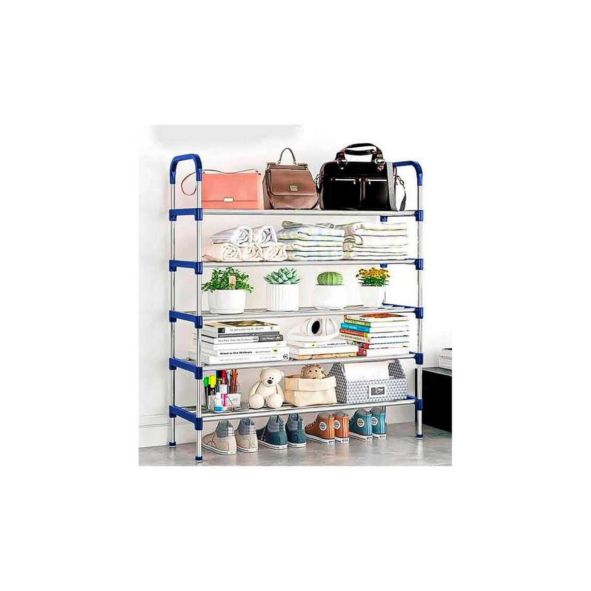 GRETAIL - Zapatera organizador de aluminio 6 niveles azul