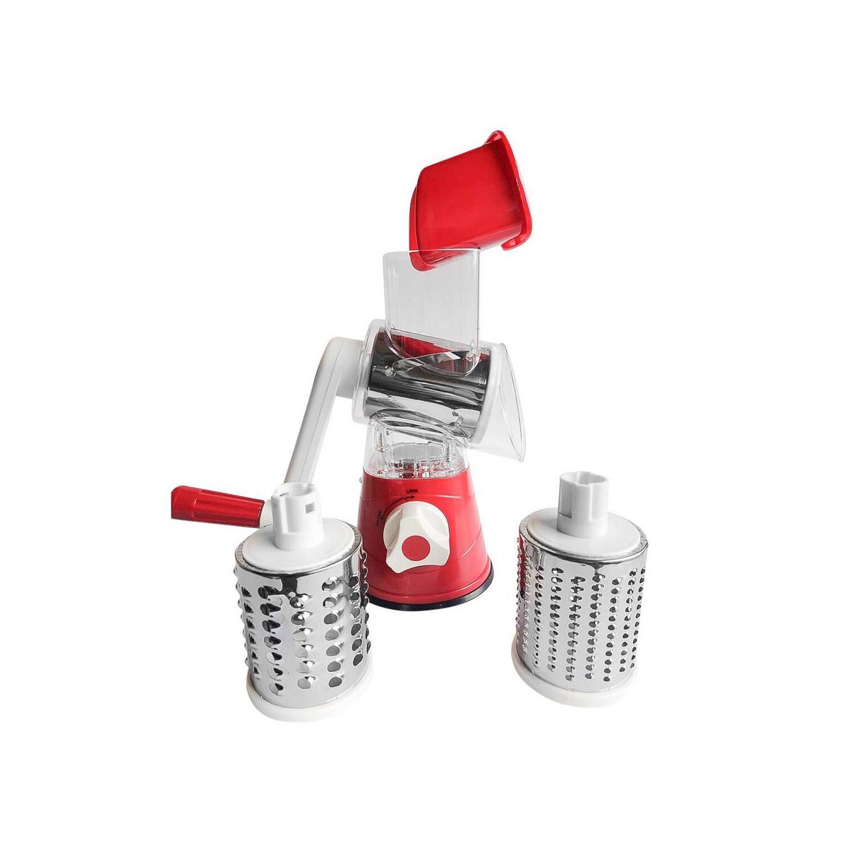 GRETAIL - Rallador Cortador Triturador De Verduras Manual 3 En 1 Rojo