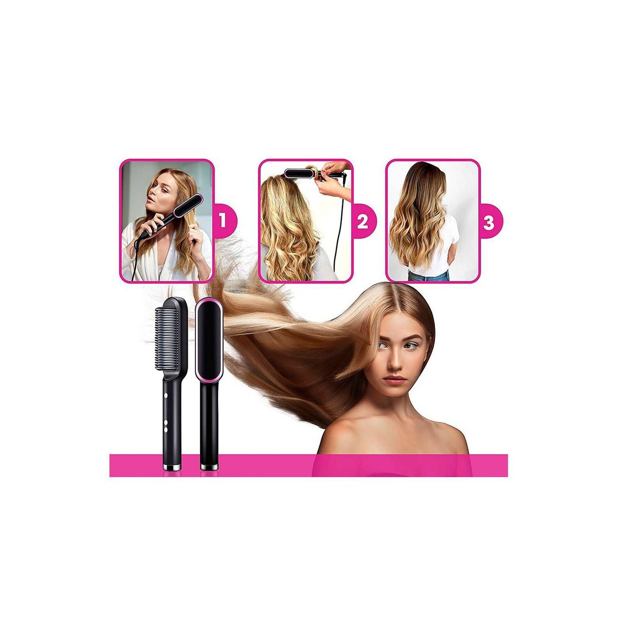 GRETAIL - Peine Cepillo Alisador Eléctrico 5 Niveles 45W