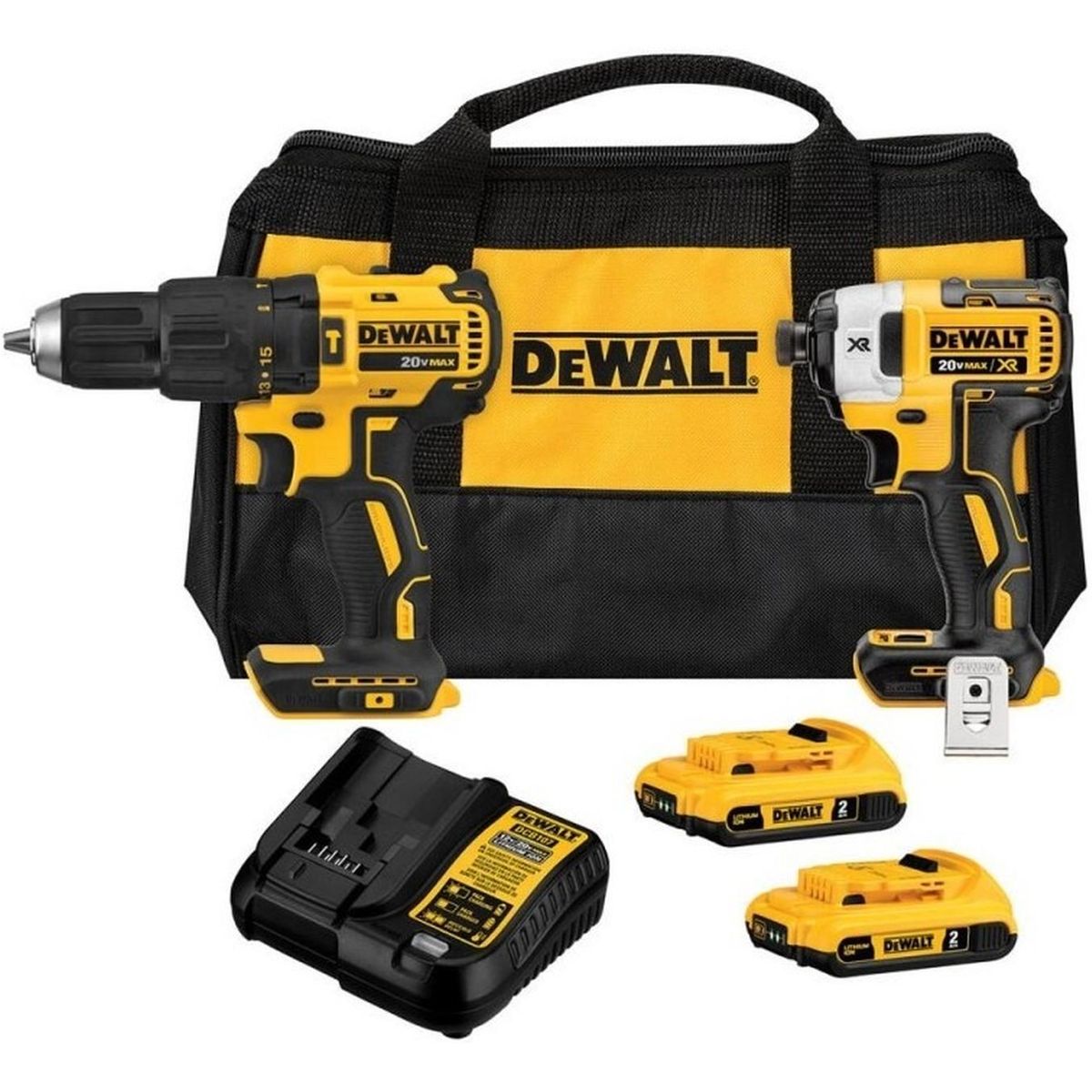 DEWALT - Taladro 1/2" 20 V+Atornillador Impac. 1/4" 20 V Xr Dewalt DCK223D2-B2