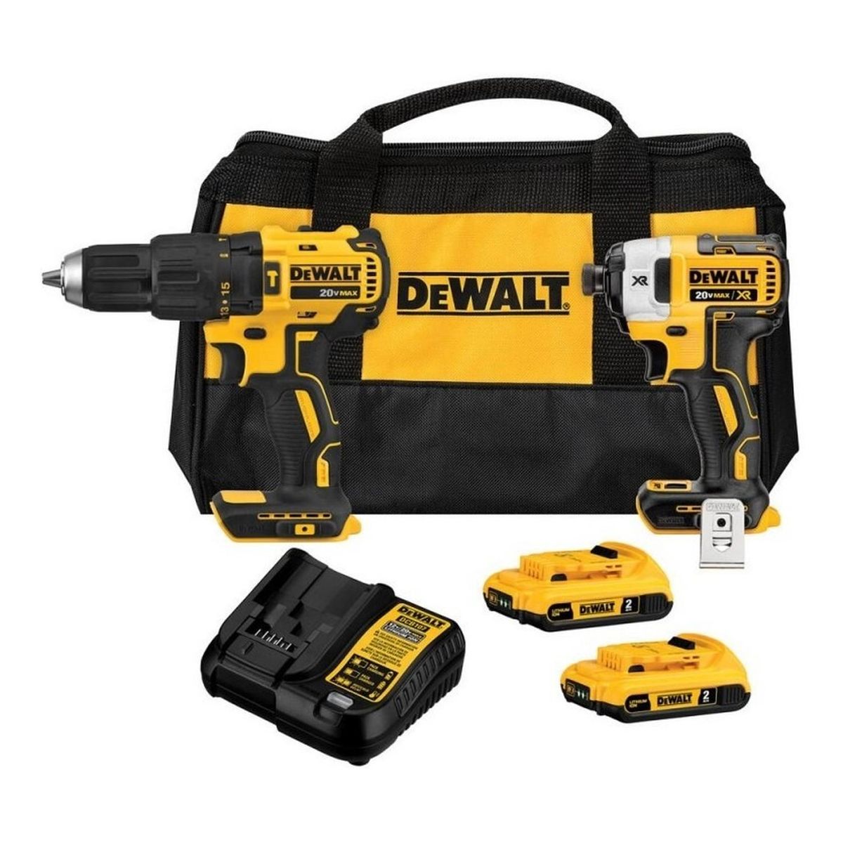 DEWALT - Taladro 1/2" 20 V+Atornillador Impac. 1/4" 20 V Xr Dewalt DCK223D2-B2