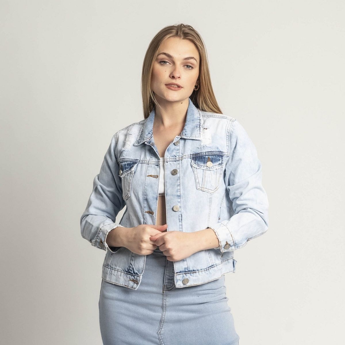 COTTON'S JEANS - Casaca Mujer Cottons Jeans Idara Celeste