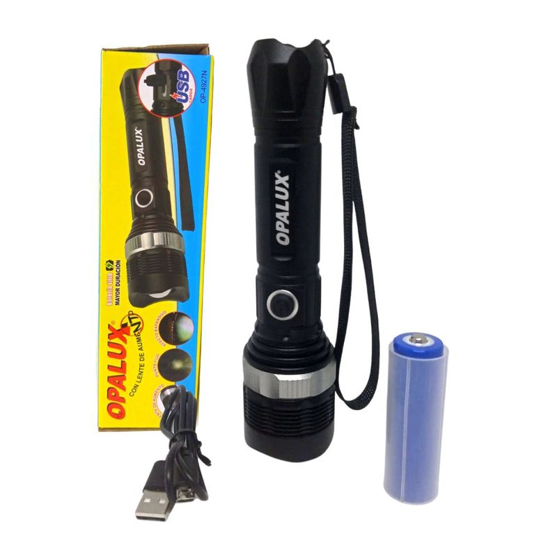 OPALUX - Linterna Táctica De Metal Recargable C Zoom Opalux OP-4927N