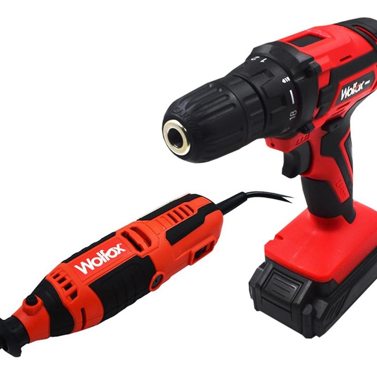 WOLFOX - Multiherramienta 1/8" Eléctrico 135W + Atornillador 38 12V WF1396-K2
