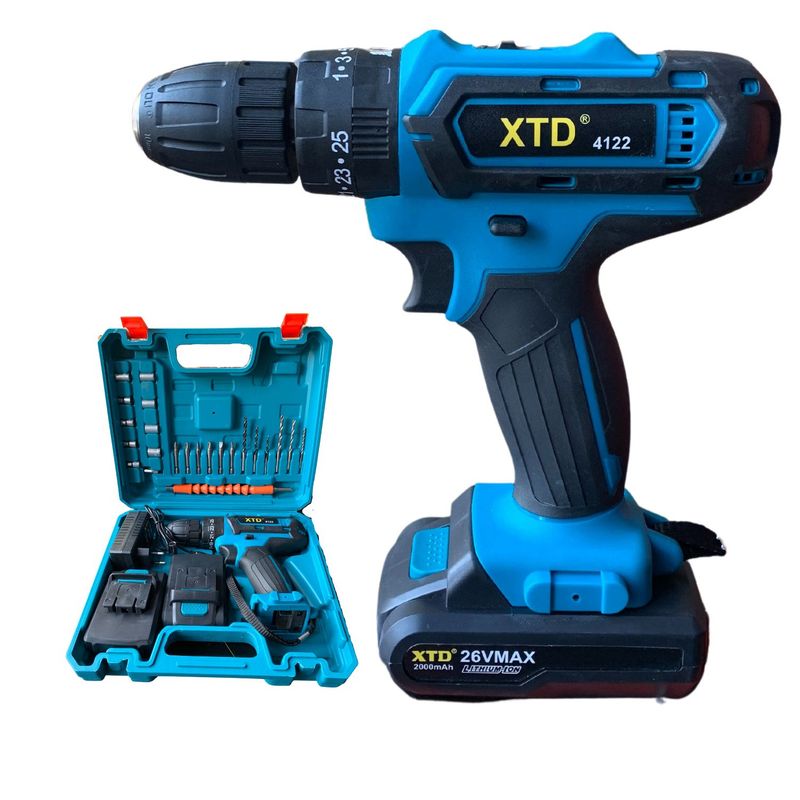 XTD - Taladro Percutor Inalámbrico 26V XTD Incluye 2 Baterias y Maletin 4045