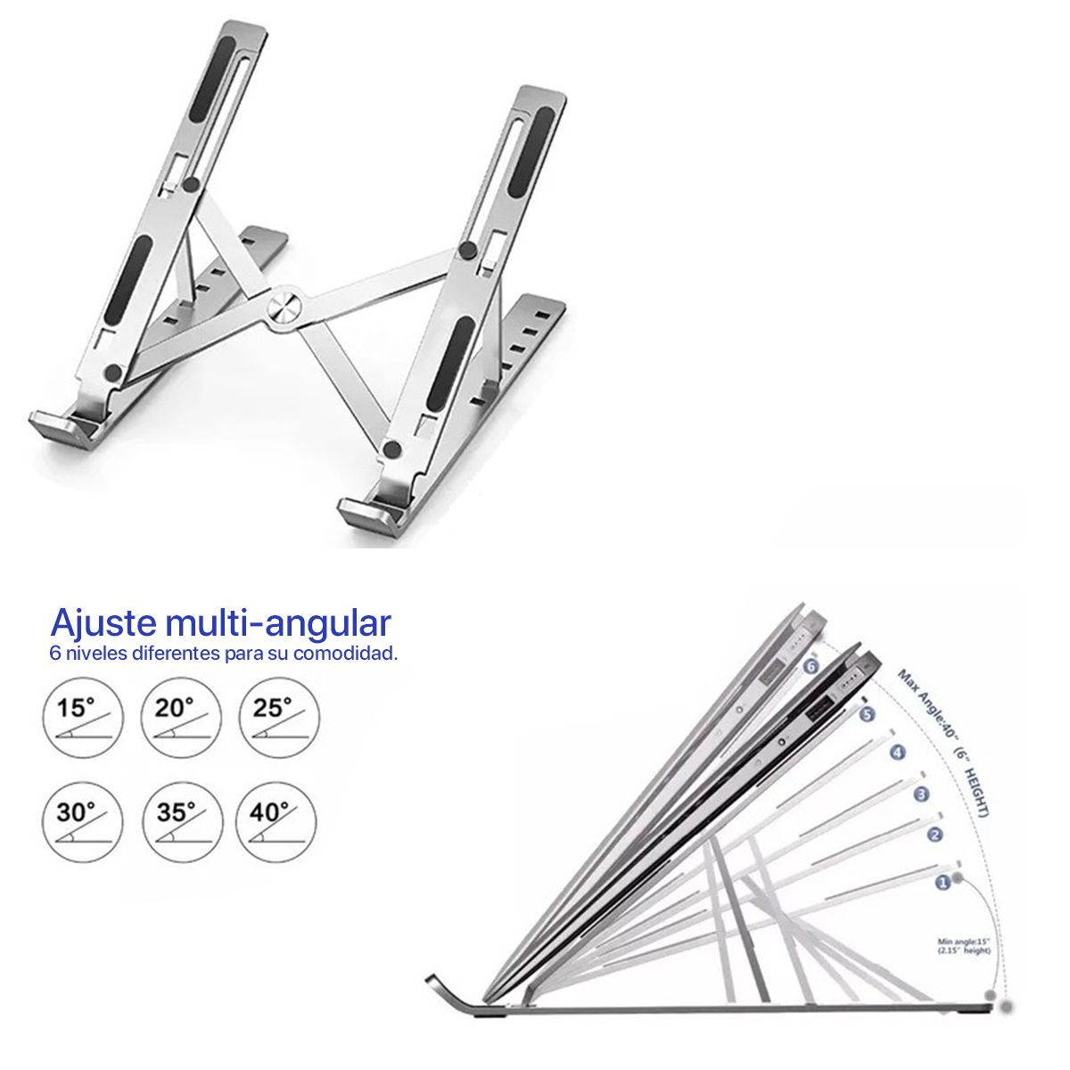 GENERICO - Soporte Laptop Aluminio Altura Regulable