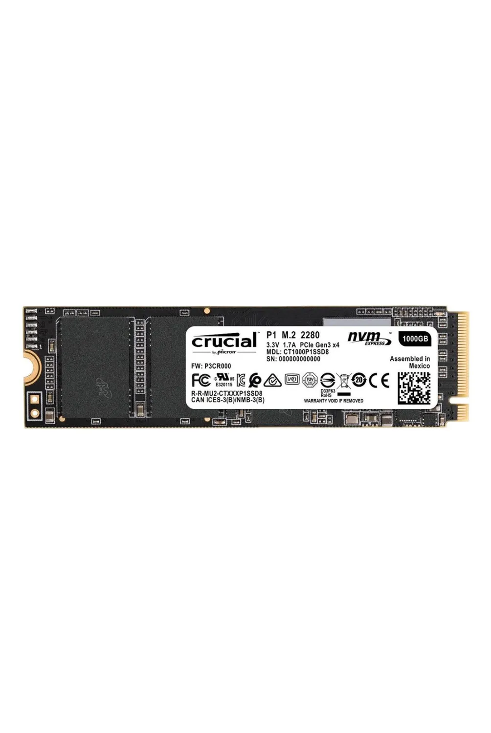 Crucial Disco Sólido 1TB P1 NVMe M2 Internal SSD - CT1000P1SSD8