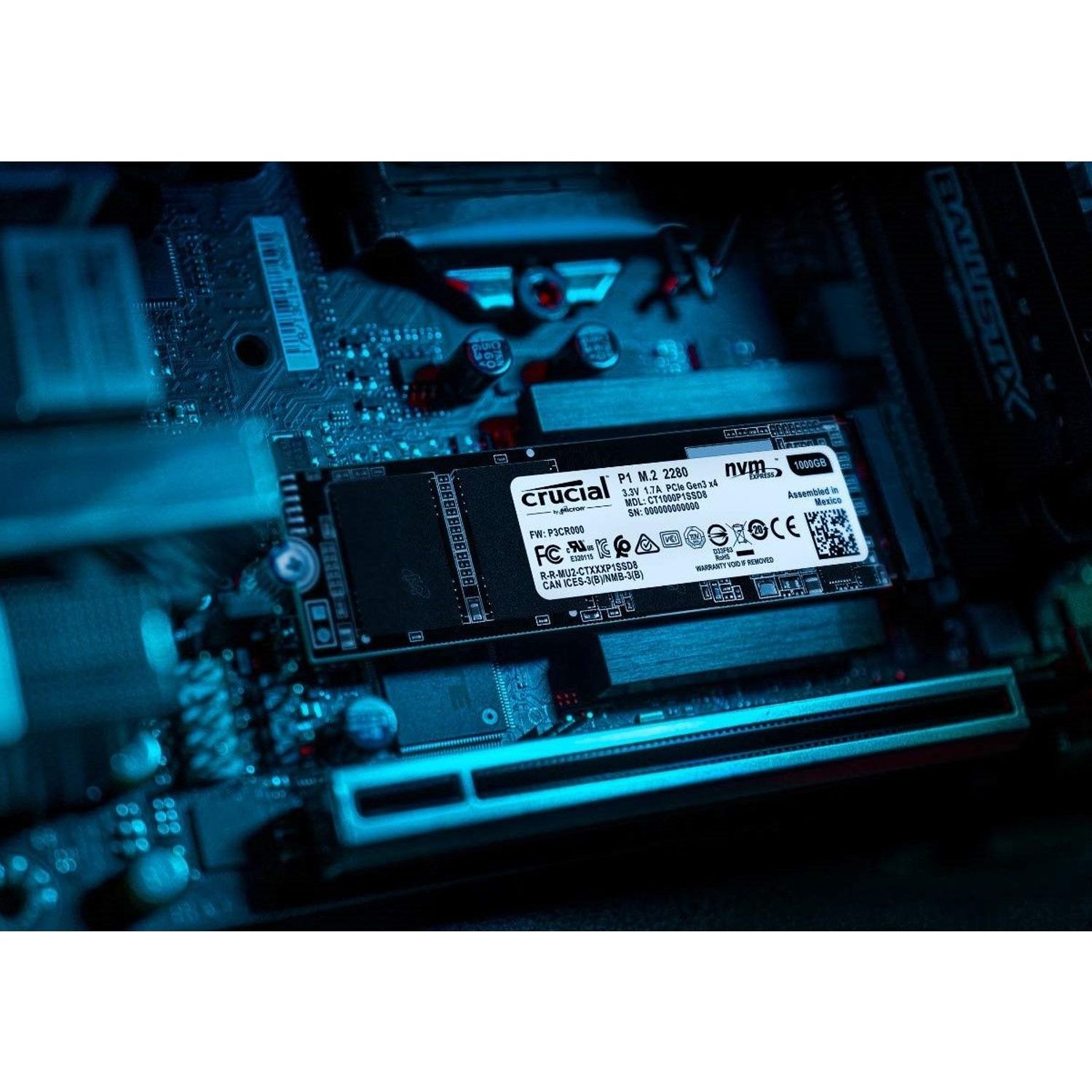 SSD Crucial P1 Da 1 TB – Interno M.2 PCIe NVMe, Lettura 2000 MB/s E Scrittura 1700 MB/s, Affidabilità Micron 3D NAND