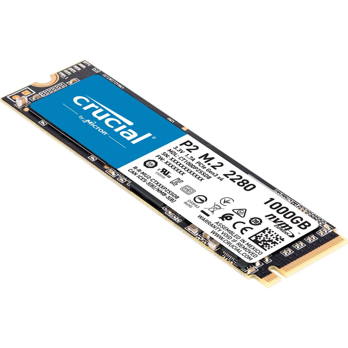 CRUCIAL - Crucial Disco Sólido 1TB P2 NVMe M2 Internal SSD - CT1000P2SSD8