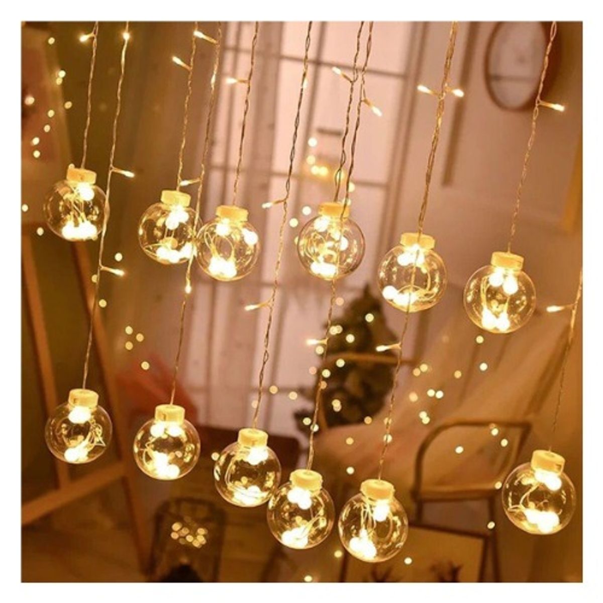 GENERICO - Cortina de Luces Esferas de Navidad Guirnalda Led luces colgantes