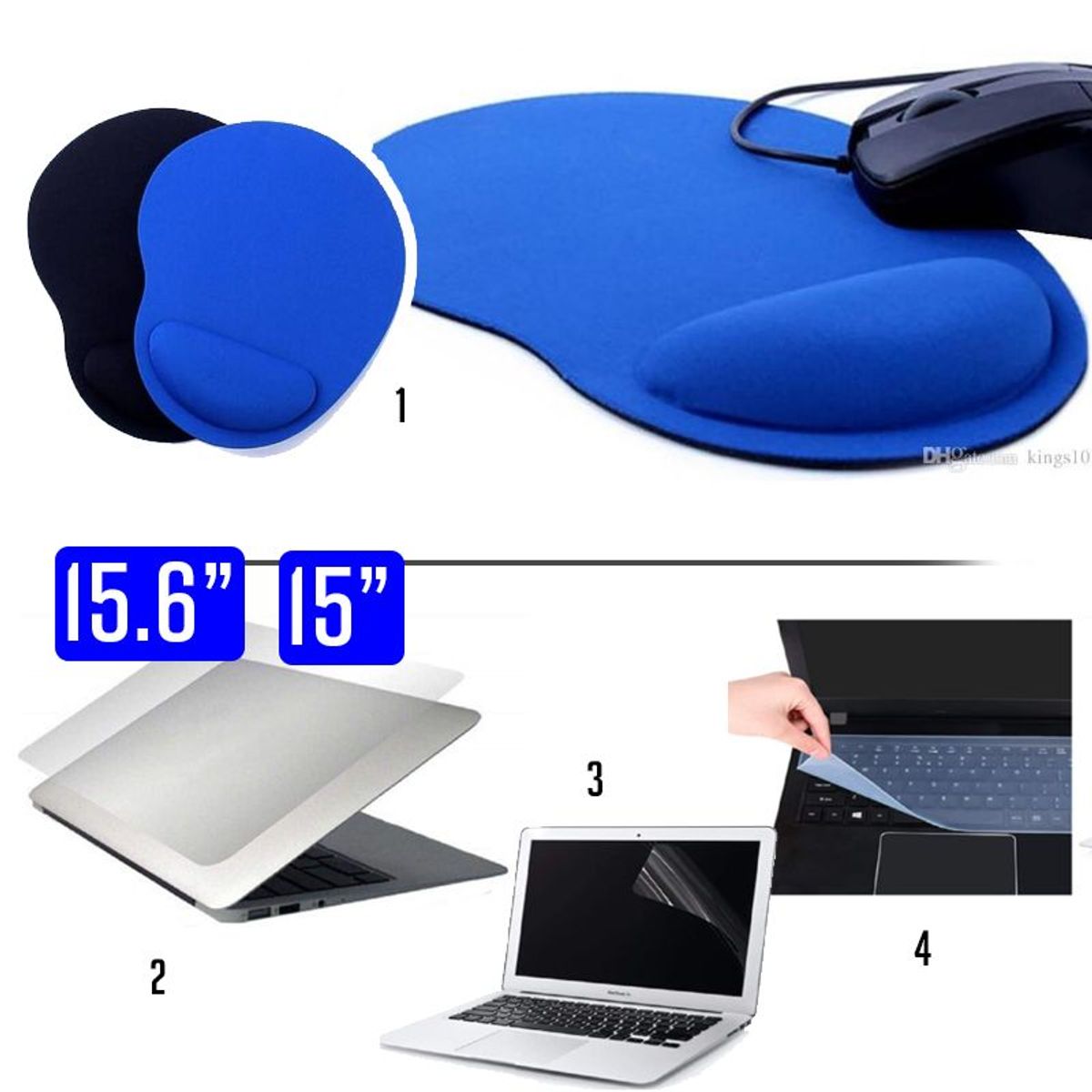 GENERICO - Pad mouse con almohadilla + skin protector 3 en 1 laptop 15.6 15